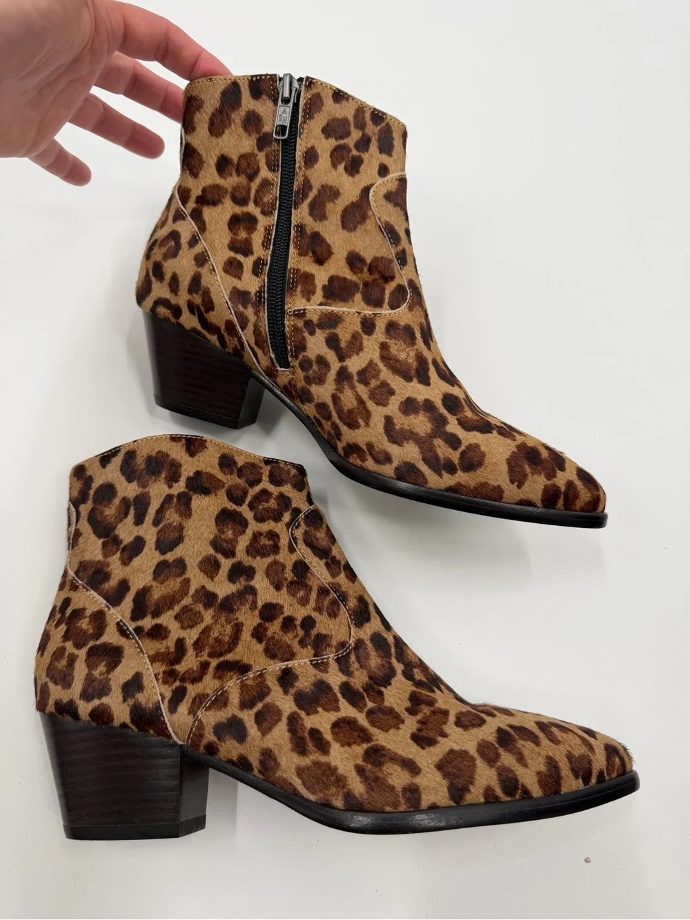 Ash Henna Leopard Print Cow Hair Leather Booties